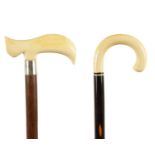 TWO 19TH CENTURY IVORY HANDLED WALKING STICKS