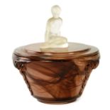 A MID 20TH CENTURY LIDDED GLASS POWDER BOWL