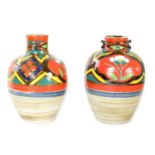 TWO MID 20TH CENTURY JAPANESE SHOULDERED OVOID VASES