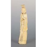 A 19TH CENTURY JAPANESE CARVED IVORY TUSK OF A GEISHA