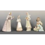 TWO LLADRO FIGURES PLUS TWO SIMILAR