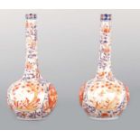 A PAIR OF LATE 19TH CENTURY SLENDER NECK BOTTLE VASES