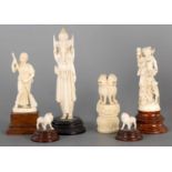 A SELECTION OF SIX INDIAN IVORY SCULPTURES