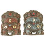 A PAIR OF LATE 19TH / EARLY 20TH TIBETAN MAHAKALA MASK