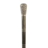 A 19TH CENTURY SEGMENTED HORN AND SILVER MOUNTED WALKING STICK