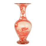 A LATE 19TH CENTURY BOHEMIAN ETCHED AND CUT RUBY GLASS VASE