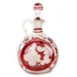 A VICTORIAN CLEAR AND RUBY GLASS CLARET JUG