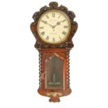 W.H. JOLLY, MANSFIELD. A LATE 19TH CENTURY OAK CHAIN DRIVEN FUSEE WALL CLOCK