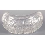A LATE 19TH CENTURY BOAT SHAPED CUT GLASS FRUIT BOWL
