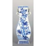 A 19TH CENTURY CHINESE BLUE AND WHITE SQUARE BALUSTER SHAPED VASE
