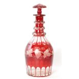 A VICTORIAN CLEAR AND RUBY FLASH GLASS DECANTER