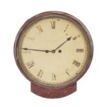 A LATE GEORGE III FIGURED MAHOGANY DOUBLE FUSEE WALL CLOCK