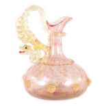 A 19TH CENTURY VENEITIAN GLASS CLARET JUG