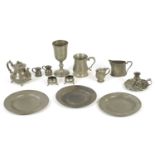 A COLLECTION OF PEWTER ITEMS