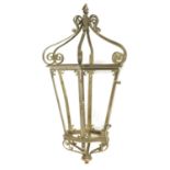 A 19TH CENTURY BRASS HANGING LANTERN