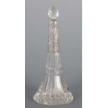 AN EARLY 19TH CENTURY SILVER TOPPED CUT GLASS SCENT BOTTLE