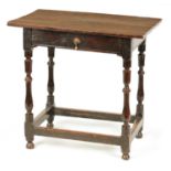 A 17TH CENTURY OAK SIDE TABLE OF GOOD COLOUR AND PATINA