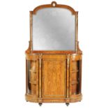 A 19TH CENTURY ORMOLU MOUNTED FIGURED WALNUT MIRROR BACK CREDENZA OF SMALL PROPORTIONS