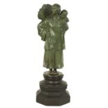 CHARLES LEONARD HARTWELL RA (1873-1951) AN EARLY 20TH CENTURY PATINATED GREEN BRONZE FIGURE