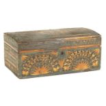 AN EARLY 18TH CENTURY PRISONER OF WAR INLAID STRAW-WORK DOME TOP BOX