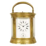 DROCOURT. A 19TH CENTURY FRENCH OVAL CASED GRAND SONNERIE REPEATING CARRIAGE CLOCK