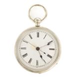 A LATE 19TH CENTURY SILVER OPEN FACE POCKET WATCH WITH DUPLEX ESCAPEMENT