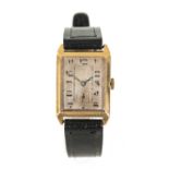 A 1930's GENTLEMAN’S 9CT GOLD WRISTWATCH Fronting a jewelled manual wind