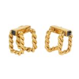 A PAIR OF 18CT GOLD AND SAPPHIRE BOUCHERON CUFFLINKS