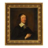 A 17TH CENTURY OIL ON CANVAS - HALF LENGTH PORTRAIT OF SIR THOMAS HATTON, FIRST BARONET - DATED 1641