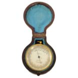 T. HILL, LONDON. A LATE 19TH CENTURY POCKET BAROMETER, THERMOMETER AND COMPASS