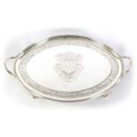 A FINE GEORGE III OVAL SILVER TWO-HANDLED TRAY