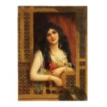 R. GUILLEVIN. 19TH CENTURY OIL ON CANVAS - PORTRAIT OF AN EASTERN HAREM GIRL