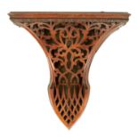 A GEORGE III CHIPPENDALE DESIGN MAHOGANY PIERCED HANGING WALL BRACKET