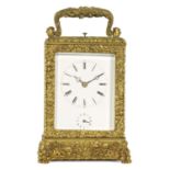 A MID 19TH CENTURY FRENCH GRAND SONNERIE REPEATING CARRIAGE CLOCK