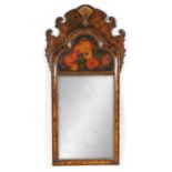 A 19TH CENTURY QUEEN ANNE STYLE SIMULATED WALNUT HANGING MIRROR