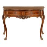 AN 18TH CENTURY ROSEWOOD ANGLO PORTUGUESE SERPENTINE SHAPED SIDE TABLE