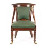 AN UNUSUAL REGENCY GONÇALO-ALVES TIMBER LIBRARY CHAIR IN THE MANNER OF GILLOWS
