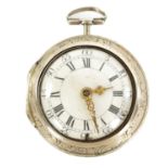 J. MILLER, LONDON. NUMBER 25060 AN 18TH CENTURY SILVER VERGE PAIR CASED POCKET WATCH