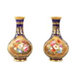 A PAIR OF EARLY 19TH CENTURY DUESBURY DERBY BULBOUS CABINET VASES