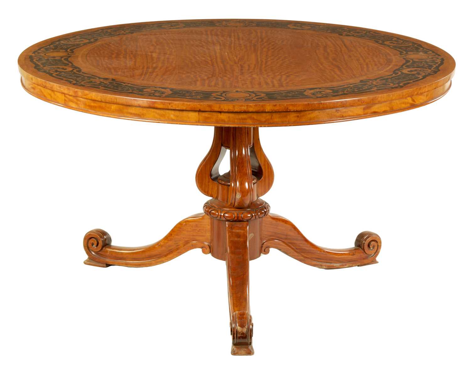 A FINE MID 19TH CENTURY FIGURED SATINWOOD MARQUETRY INLAID CENTRE TABLE - Image 2 of 8