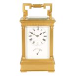 A RARE LATE 19TH CENTURY FRENCH WESTMINSTER BELL CHIMING PETITE SONNERIE CARRIAGE CLOCK