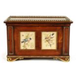 A FINE ENGLISH REGENCY ORMOLU MOUNTED CALAMANDER TABLETOP COLLECTOR'S CABINET IN THE MANNER OF GEORG