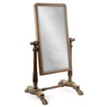 A WILLIAM IV MAHOGANY CHEVAL MIRROR IN THE MANNER OF GILLOWS