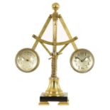 A LARGE LATE 19TH CENTURY FRENCH INDUSTRIAL CENTRIFUGAL GOVERNOR CLOCK BAROMETER