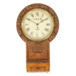 A 19TH CENTURY OAK FUSEE RAILWAY DROP DIAL WALL CLOCK FOR LNER NUMBER 8773