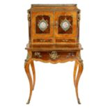 A 19TH CENTURY FRENCH KING-WOOD AND ROSEWOOD PANELLED ORMOLU MOUNTED BONHEUR DE JOUR