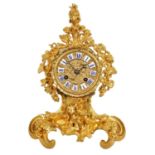 A SMALL MID 19TH CENTURY FRENCH ORMOLU MANTLE CLOCK