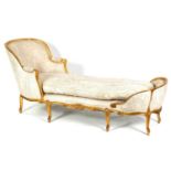 A 19TH CENTURY LOUIS XVI STYLE FRENCH GILT GESSO DAY BED/SETTEE