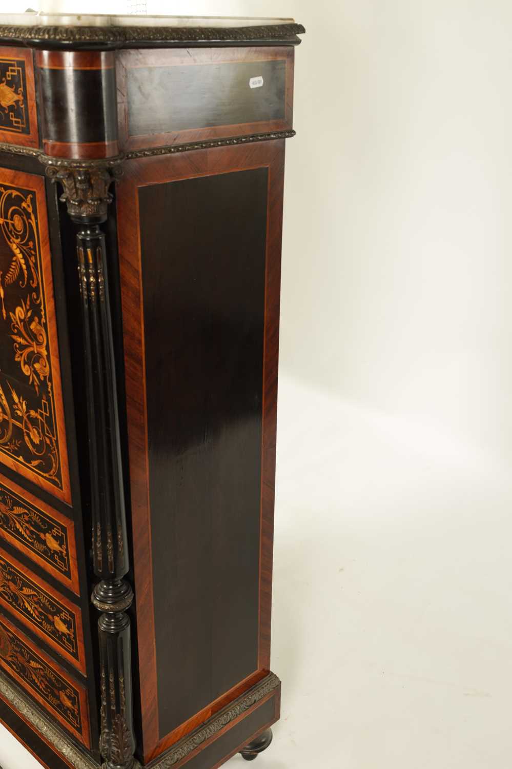 A 19TH CENTURY FRENCH EBONISED AND KINGWOOD CROSS-BANDED MARQUETRY INLAID FALL FRONT SECRETAIRE CABI - Image 8 of 14