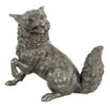 A LARGE 19TH CENTURY CONTINENTAL ANIMALIER BRONZE INKWELL MODELLED AS A FOX